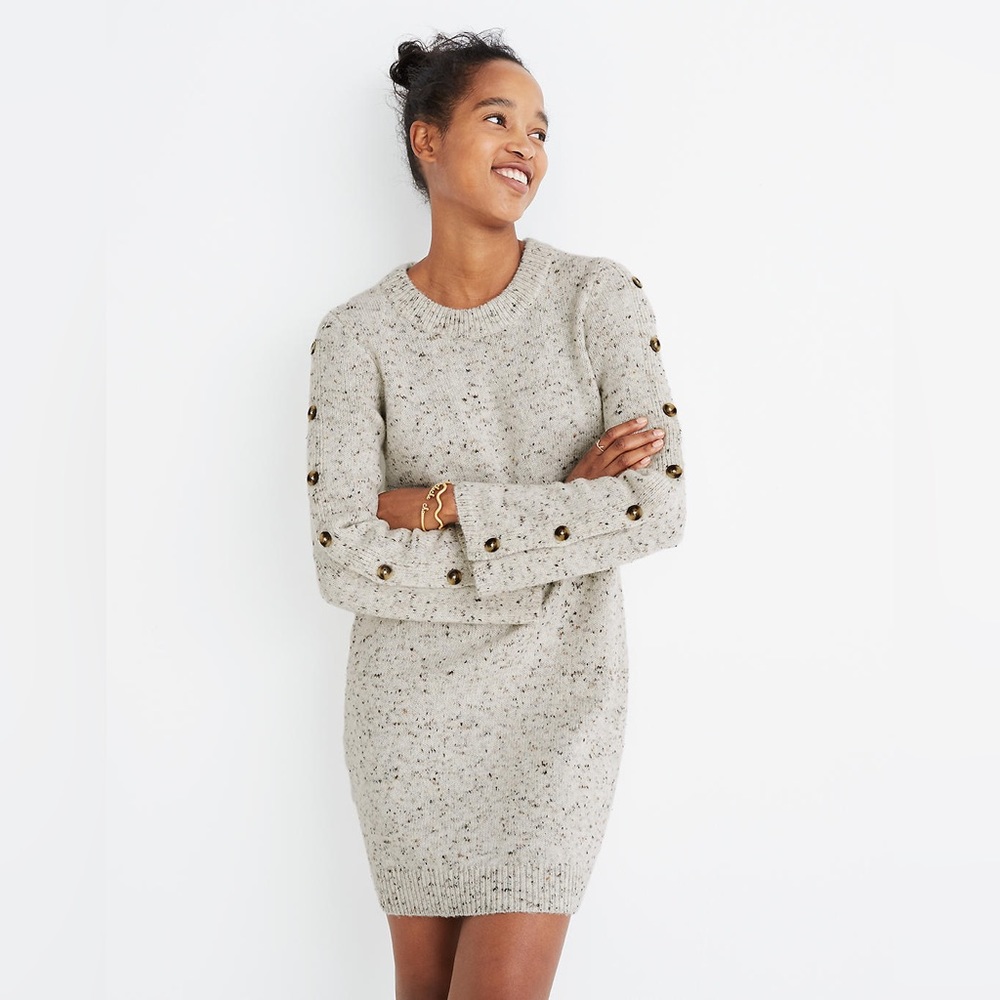 Madewell Donegal Button Sleeve Sweater Dress - Size M